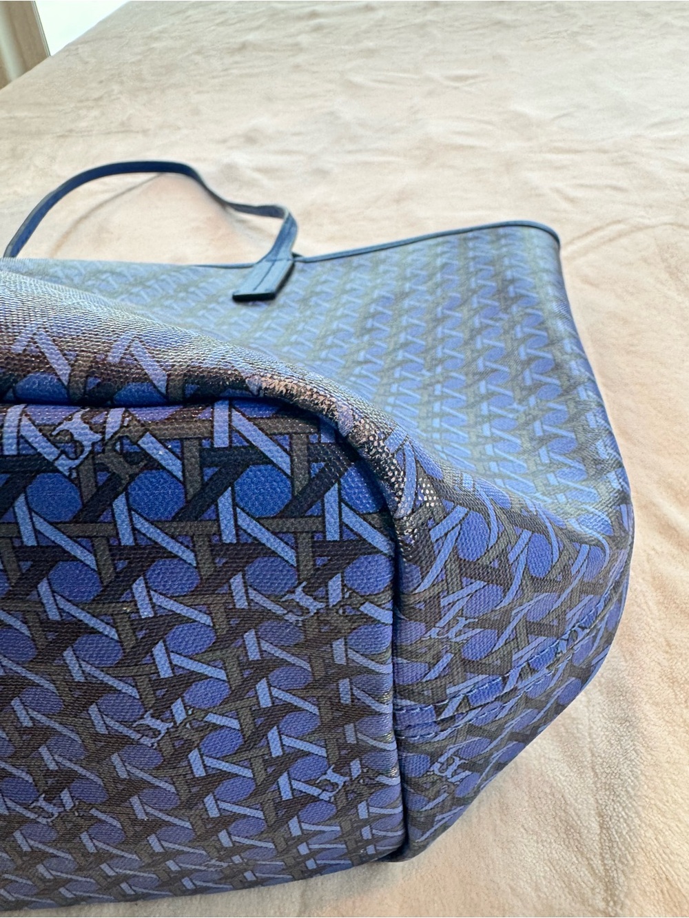 Tory Burch Ever-Ready Mediterranean Blue Coated Canvas Zip Tote 💙 - Picture 8 of 14